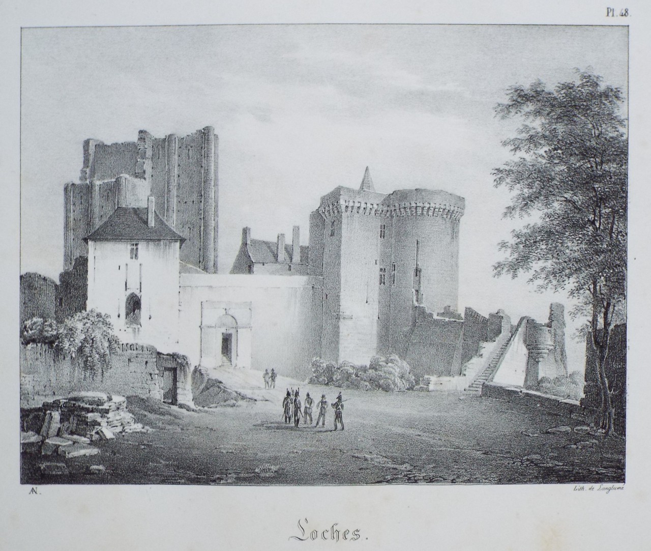 Lithograph - Loches.