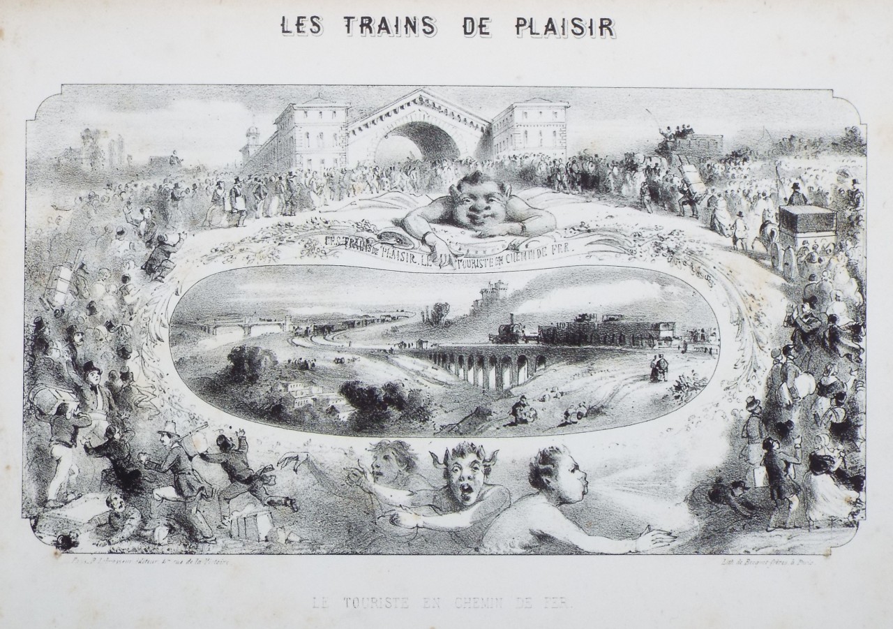 Lithograph - Les Ttrains de Plaisir. Le Touriste en Chemin de Fer.