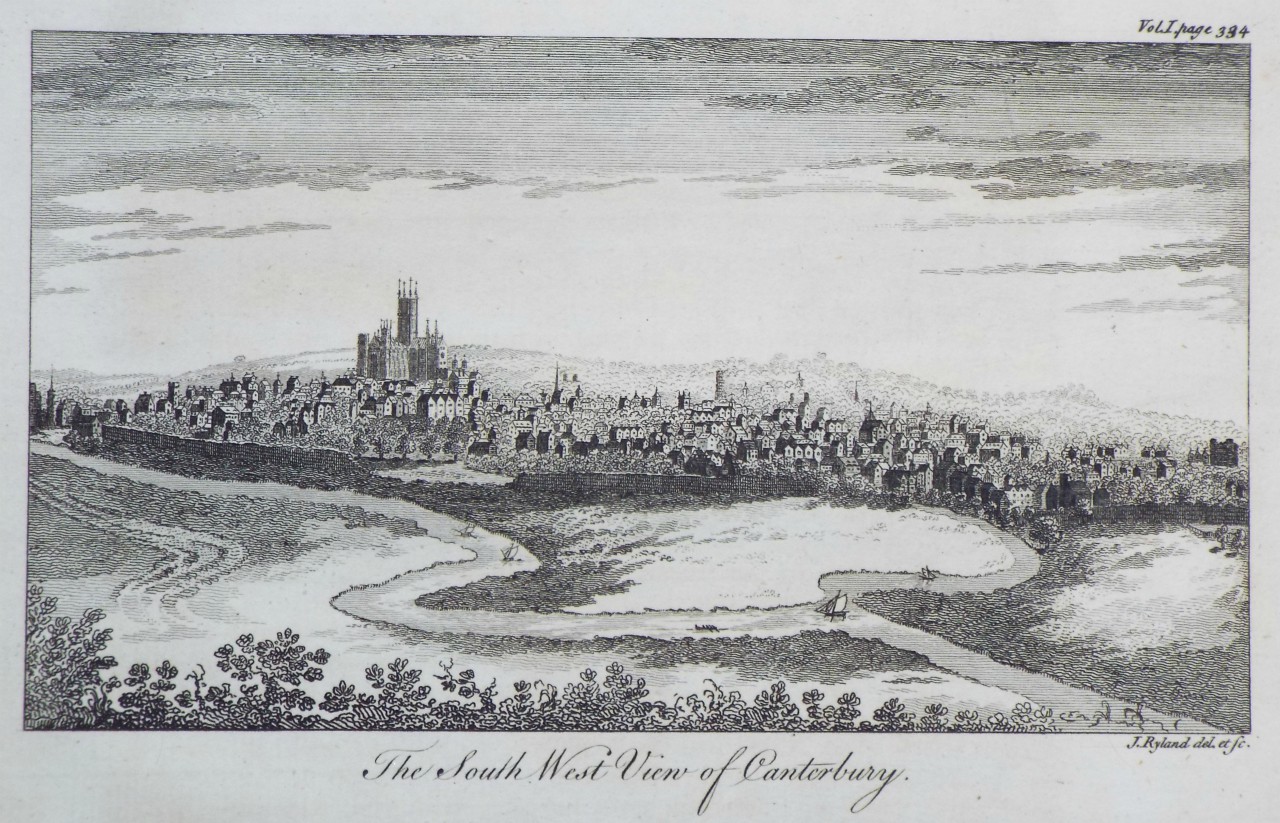 Print - The South West View of Canterbury. - Ryland