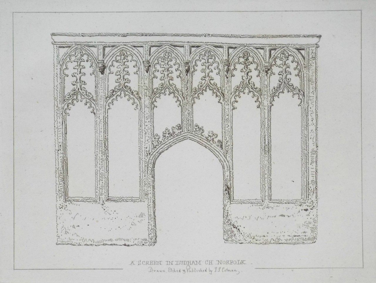 Etching - A Screen in Ludham Church Nork. - Cotman