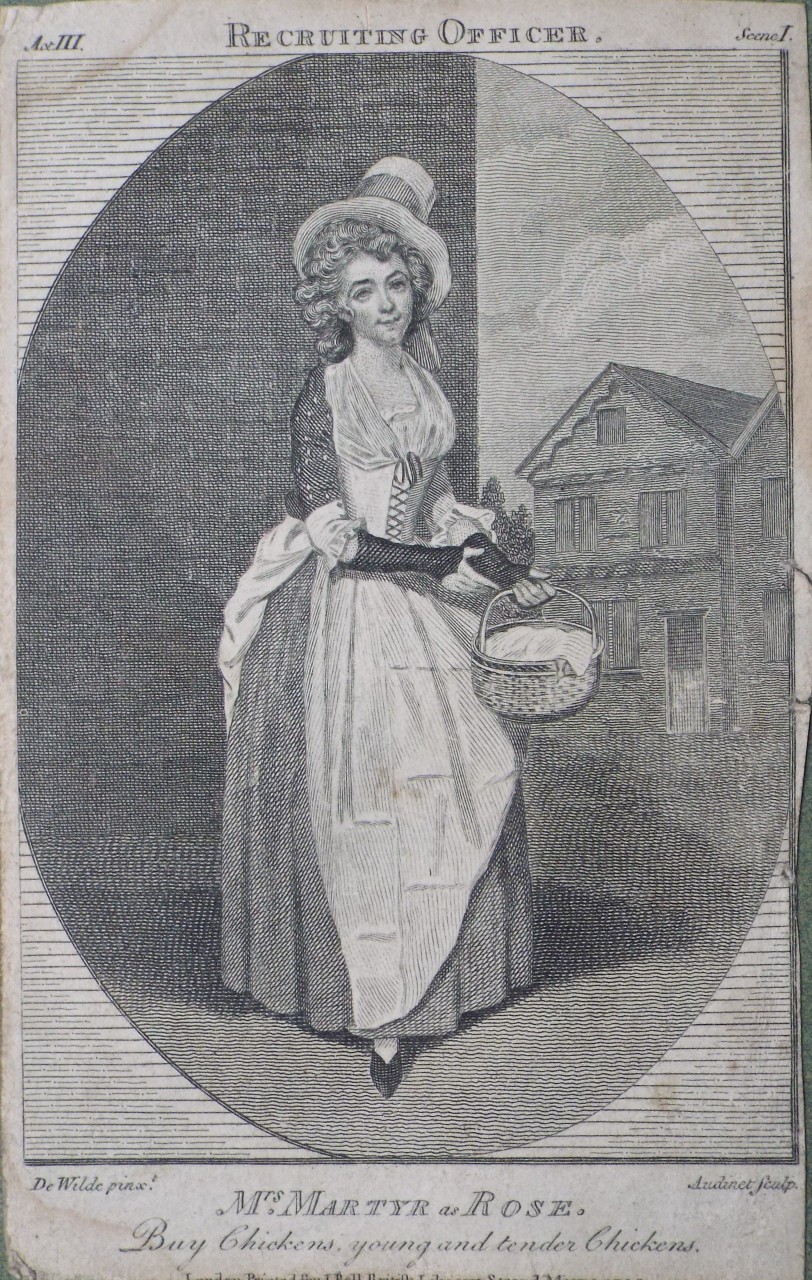 Print - Recruiting Officer. Mrs. Martyr as Rose. Buy Chickens, young and tender Chickens.