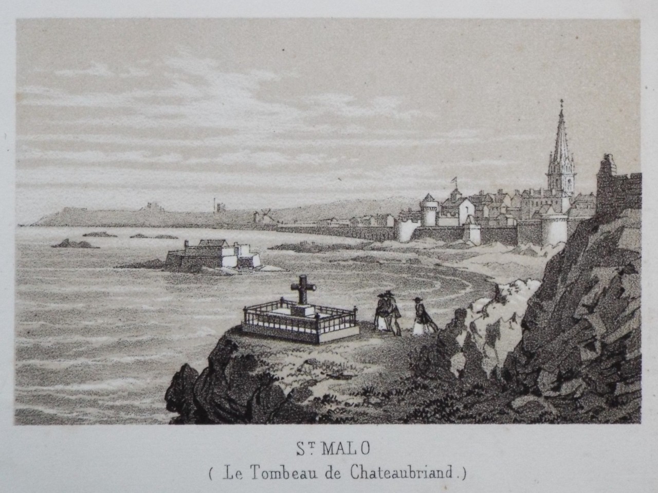 Lithograph - St. Malo (Le Tombeau de Chateaubriand.)