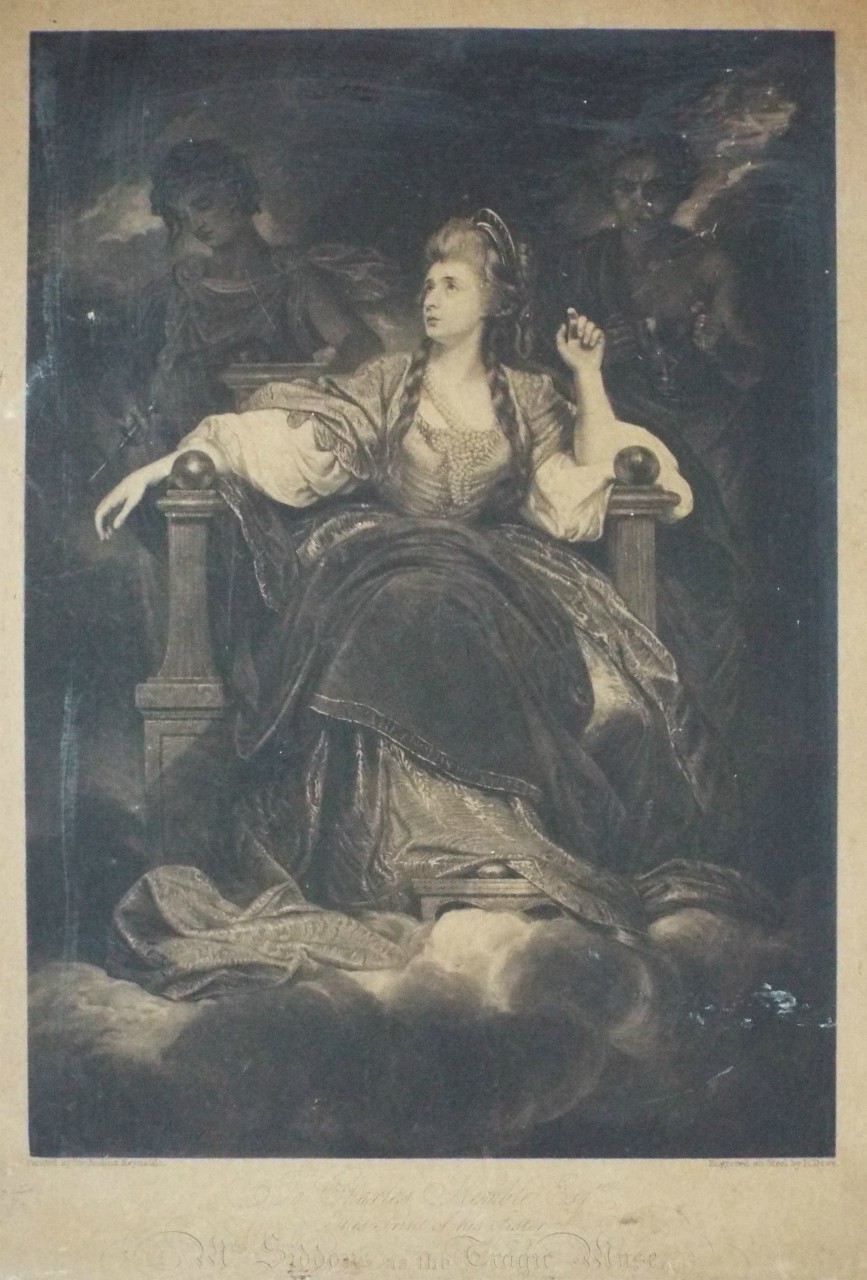 Mezzotint - Mrs Siddons as the Tragic Muse. - Dawe