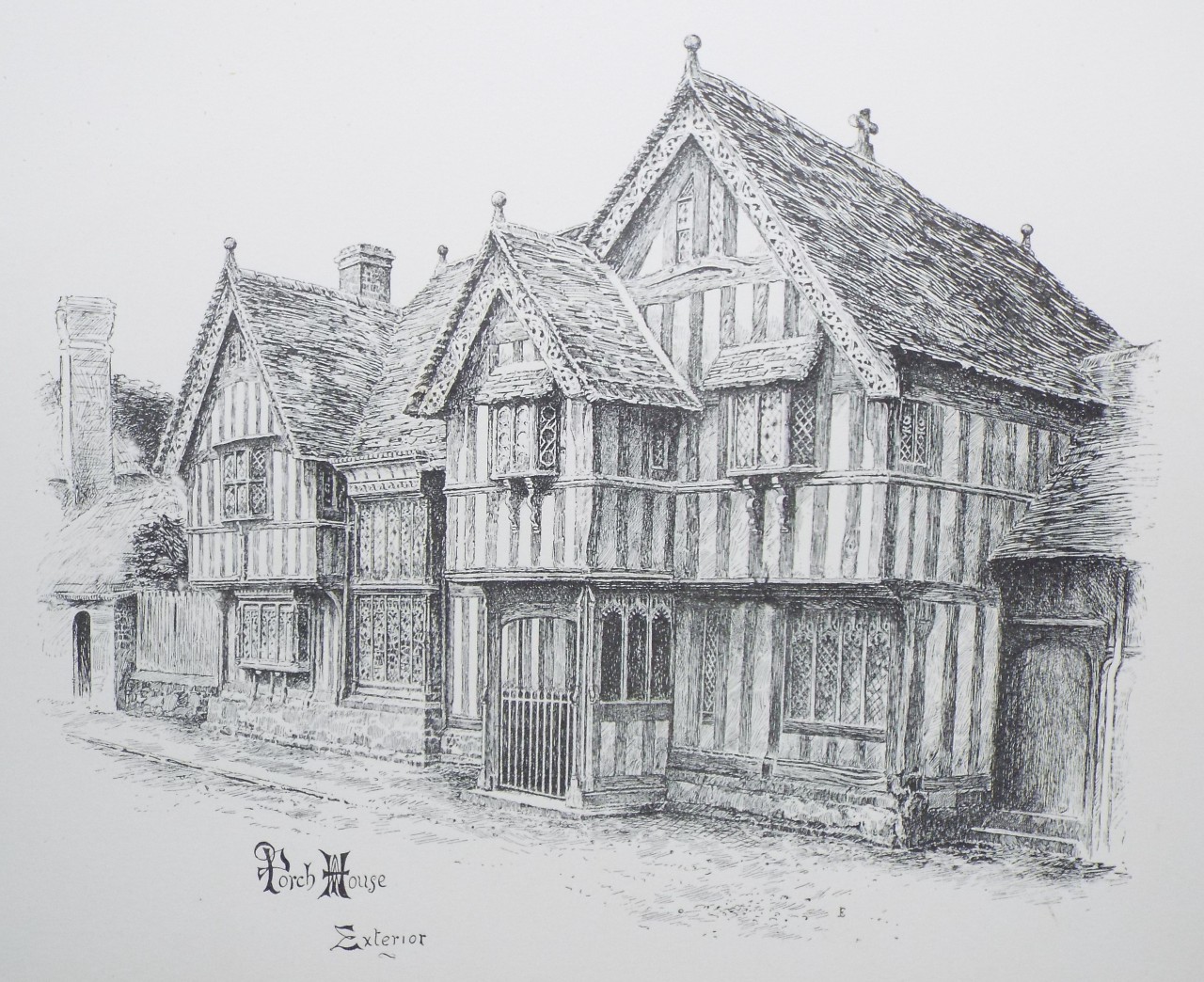 Lithograph - Porch House Exterior