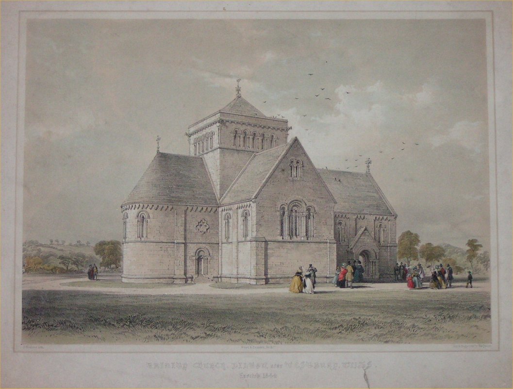 Lithograph - Trinity Church Dilton, Near Westbury, Wilts - Hawkins
