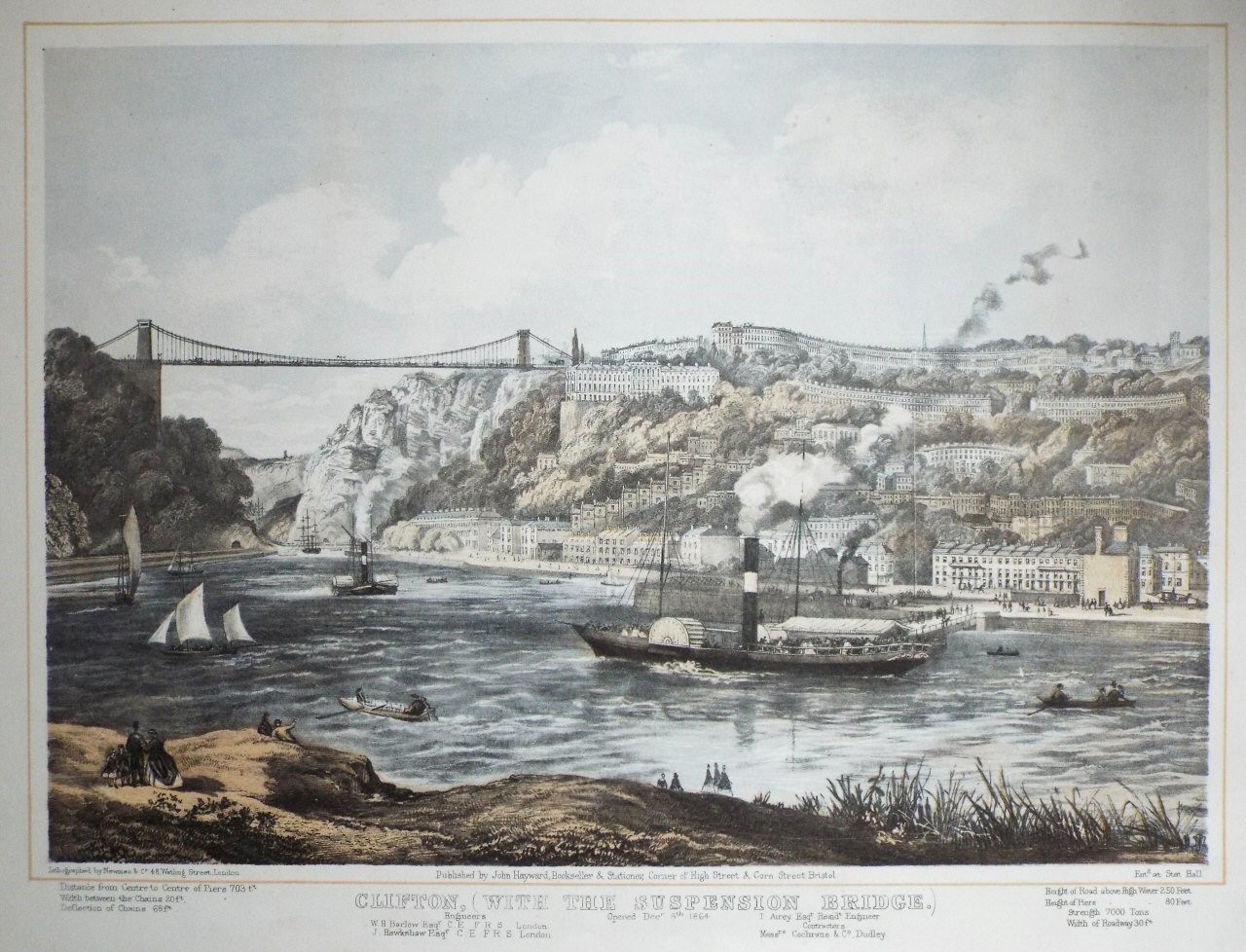 Lithograph - Clifton, (With the Suspension Bridge.) - Newman