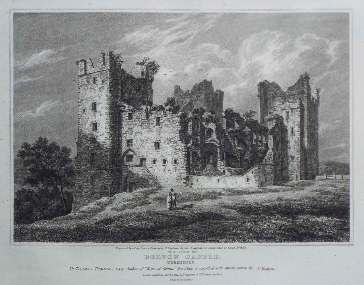 Print - N. E. View of Bolton Castle, Yorkshire. - 