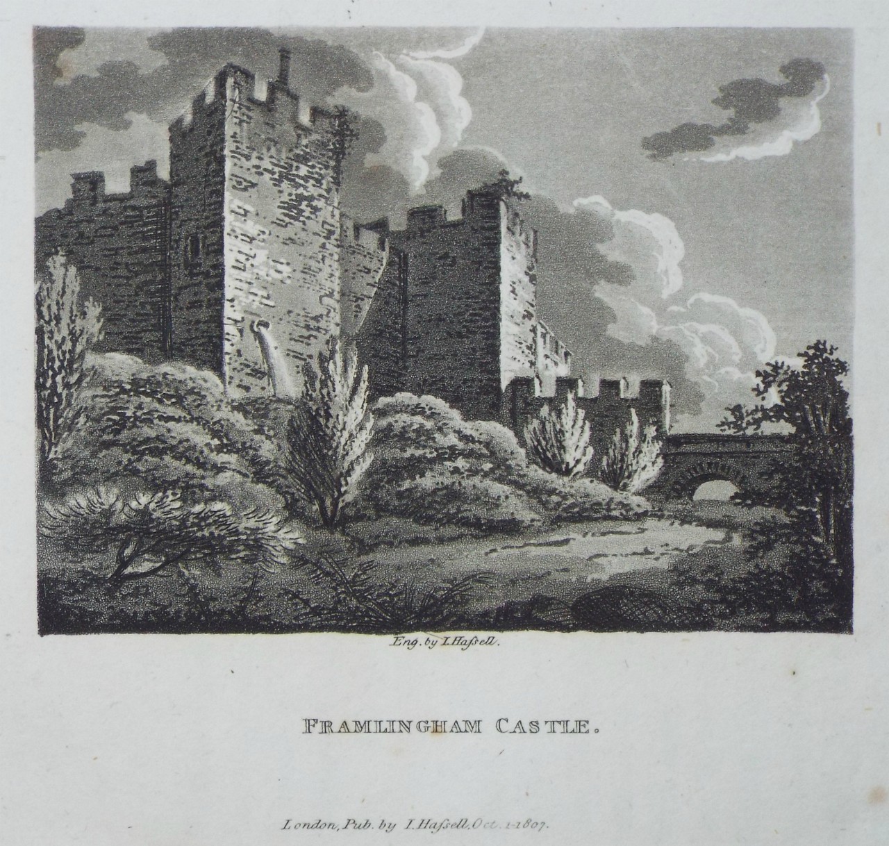 Aquatint - Framlingham Castle. - Hassell