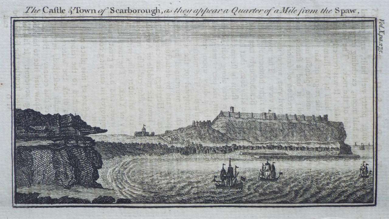 Print - The Castle & Town of Scarborough, as they appear a Quarter of a Mile from the Spaw.