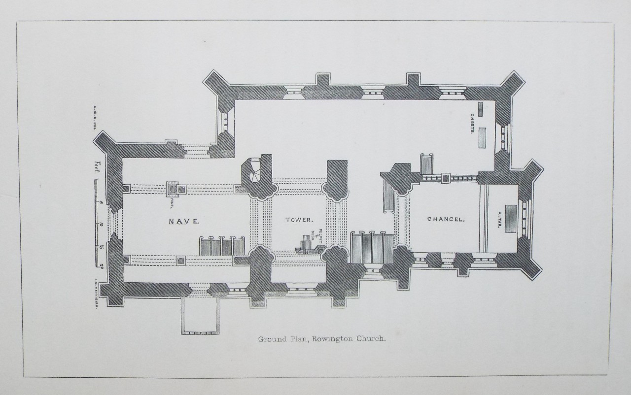 Lithograph - Gouund Plan, Rowington Church.