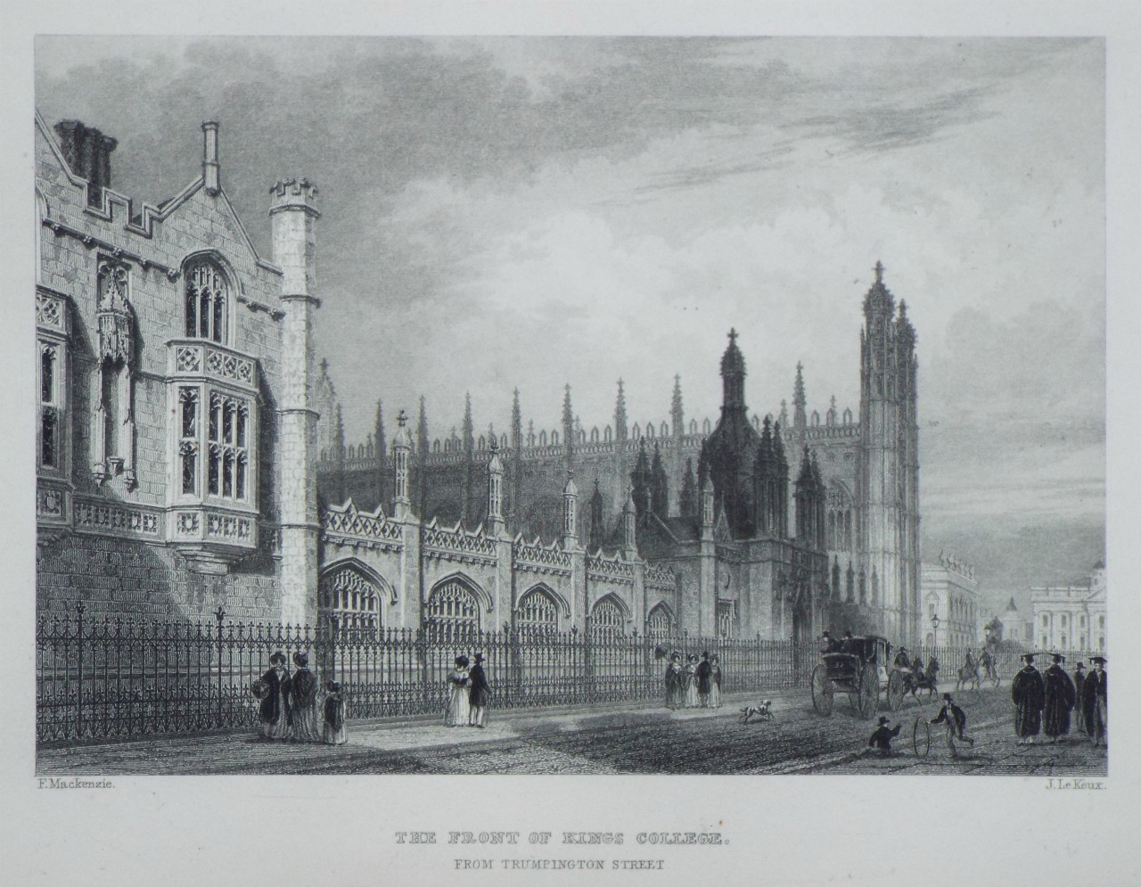 Print - The Front of Kings College. From Trumpington Street - Le