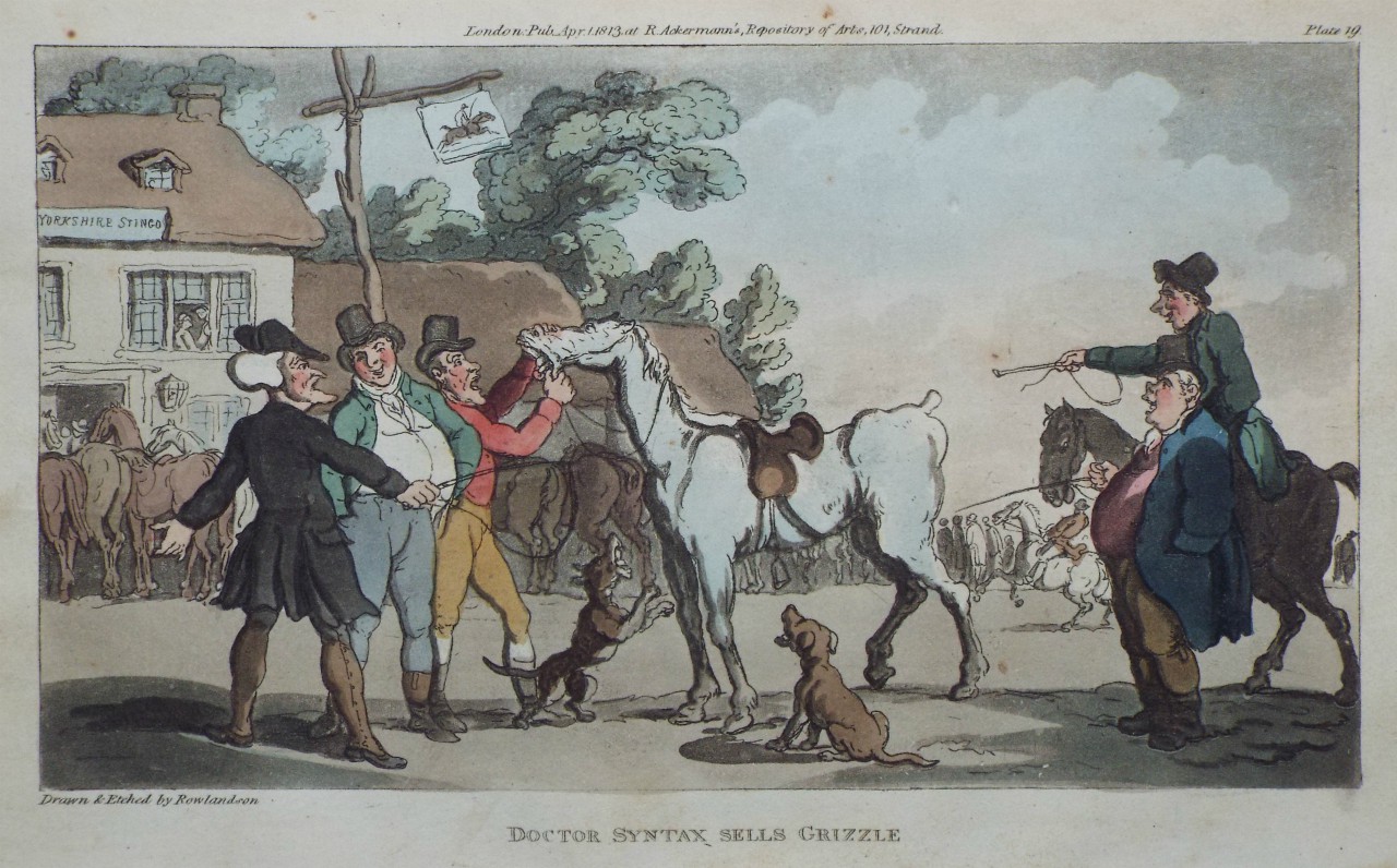Aquatint - Doctor Syntax Sells Grizzle   - Rowlandson