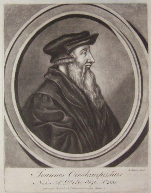 Mezzotint - Johannes Oecolampadius Natus AoDo 1482 Obyt AoDo 1531 - Houston