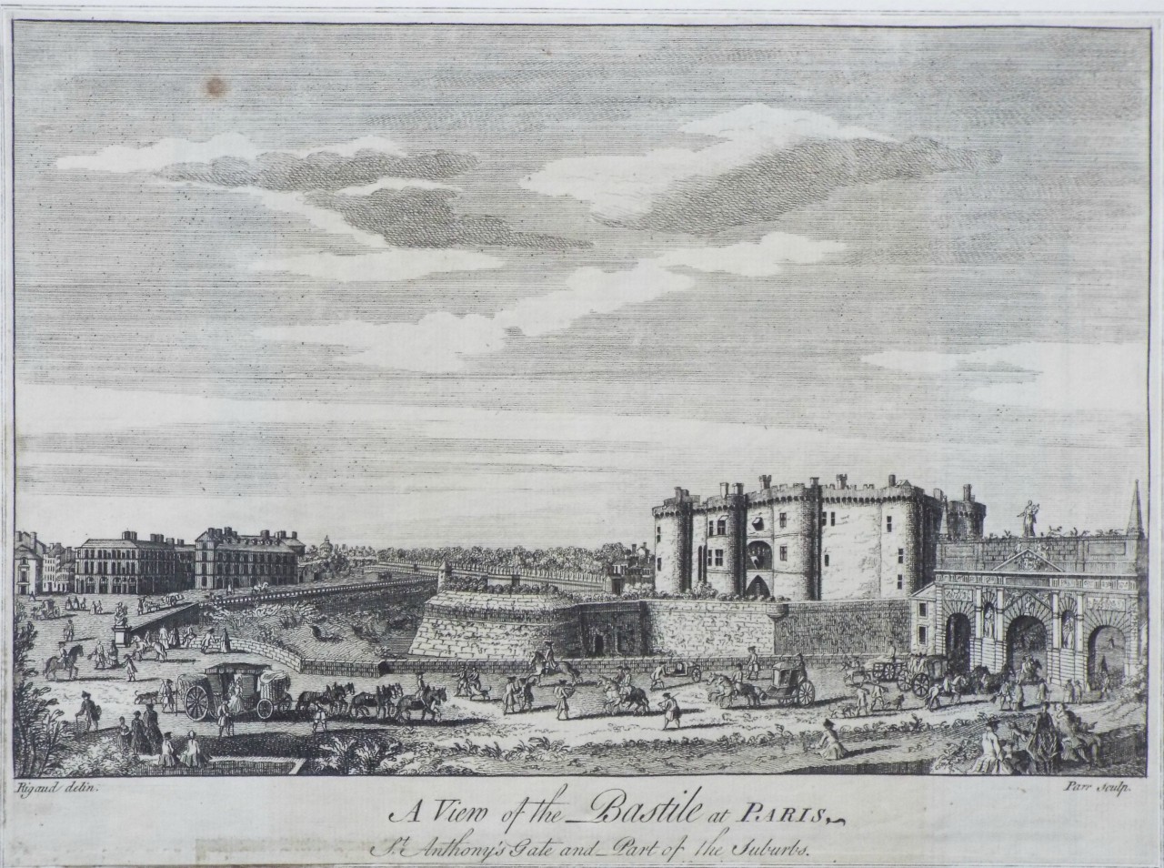 Print - A View of the Bastile at Paris, St. Anthony's Gate and Part of the Suburbs. - 
