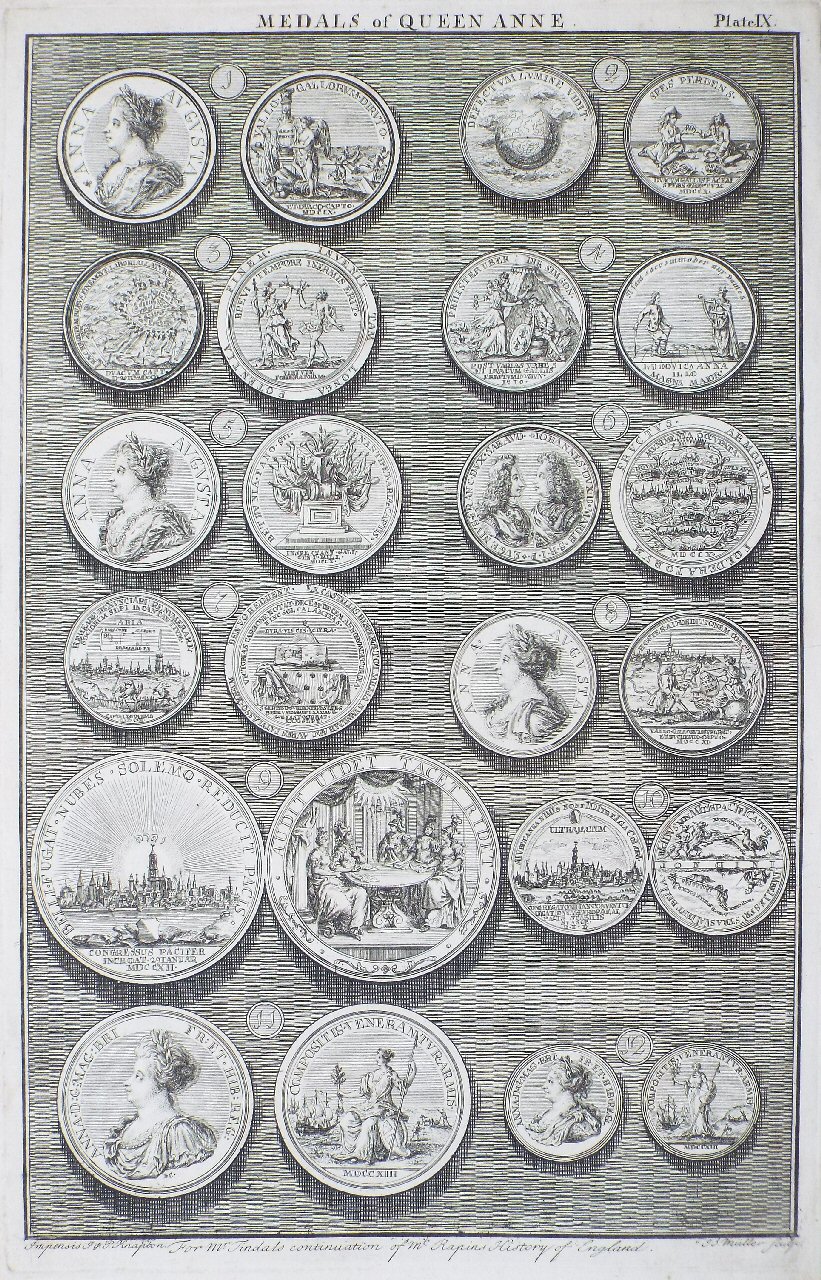 Print - Medals of Queen Anne. Plate IX - Muller
