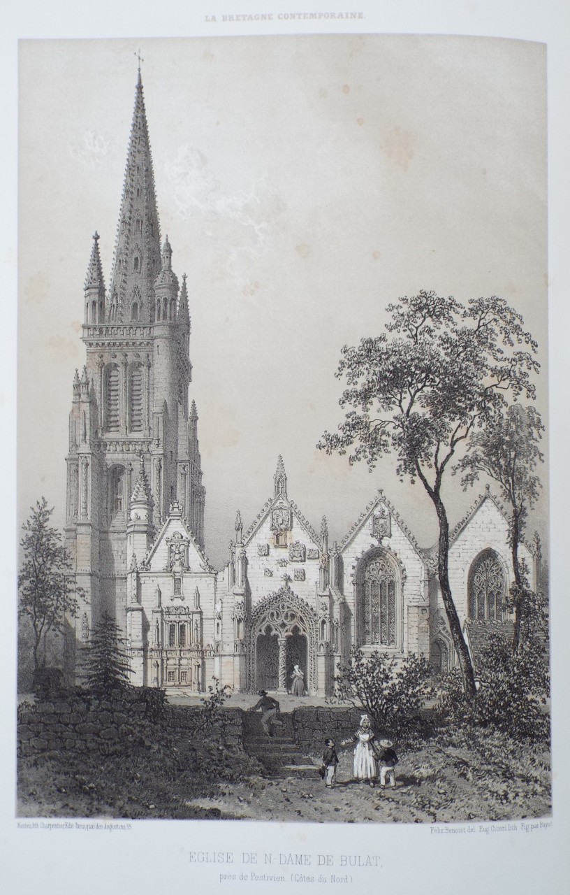 Lithograph - Eglise de Notre-Dame-de-Bulat, pres de Pestivien. (Cotes-du-Nord) - Ciceri