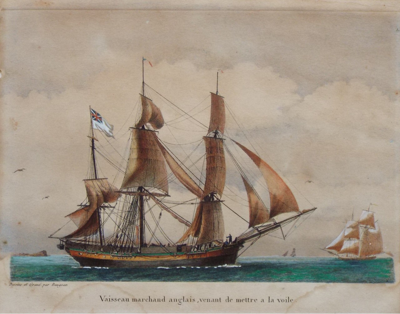 Print - Vaisseau marchand anglais, venant de mettre a la voile - 