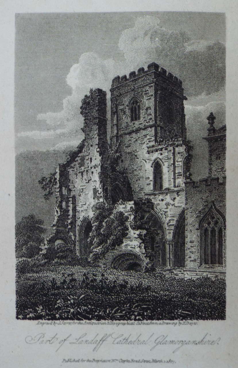 Print - Part of Landaff Cathedral, Glamorganshire. - Storer