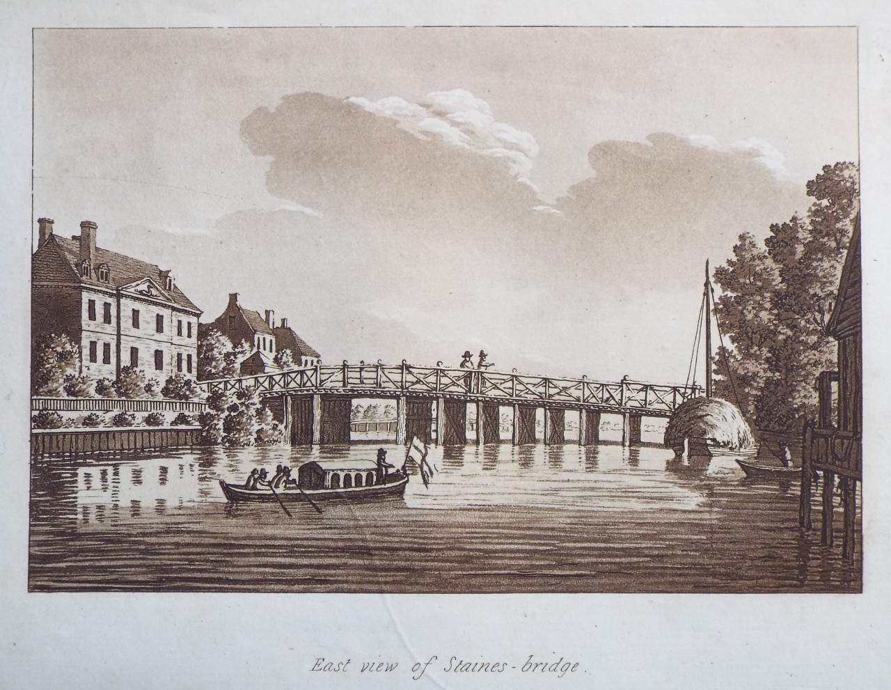 Aquatint - East view of Staines - bridge. - Ireland