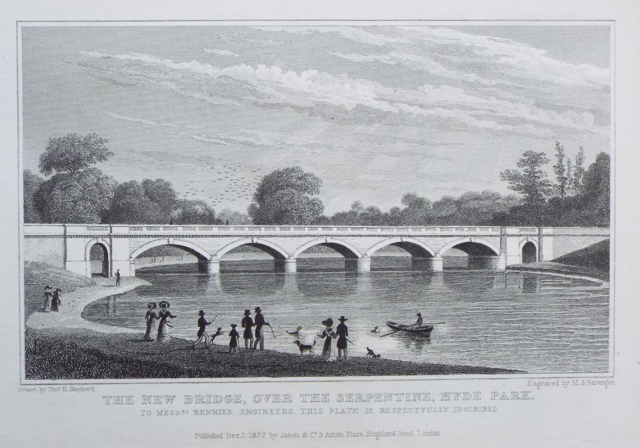 Print - The New Bridge, over the Serpentine, Hyde Park. - Barenger