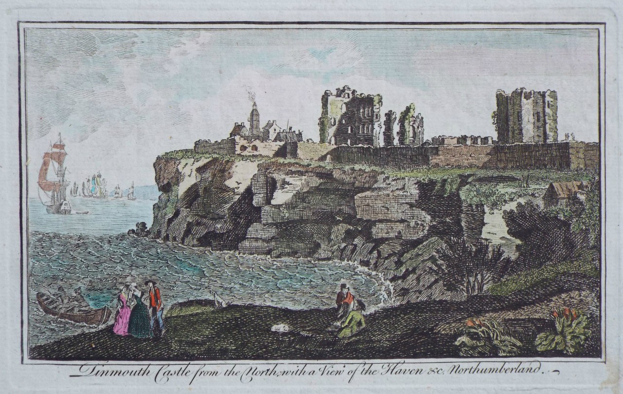 Print - Tinmouth Castle from the North; with a View of the Haven &c. Northumberland.