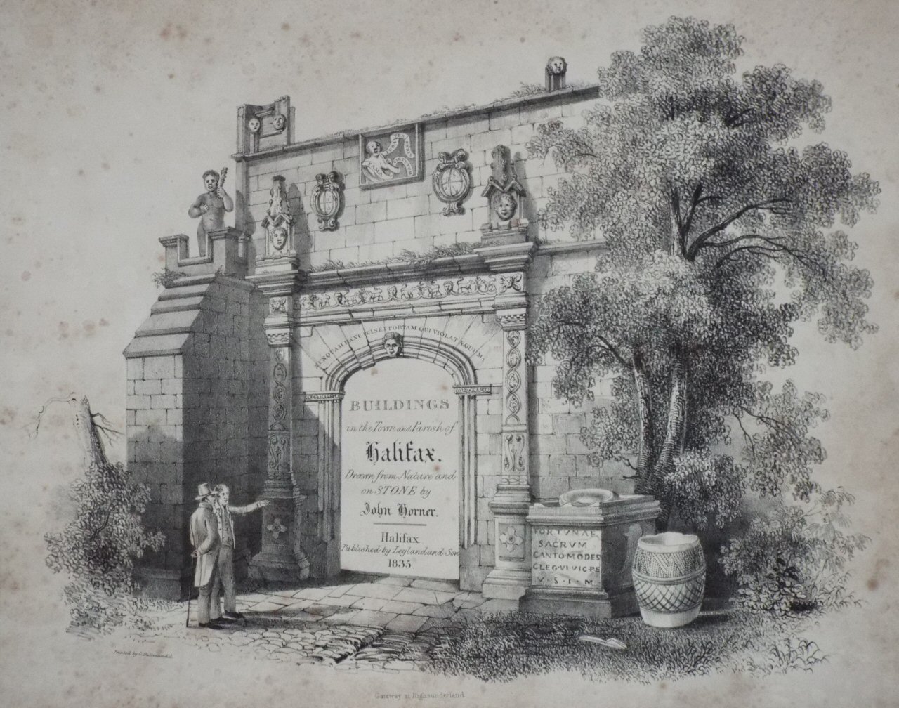 Lithograph - Gateway at High Sunderland (title page) - Horner