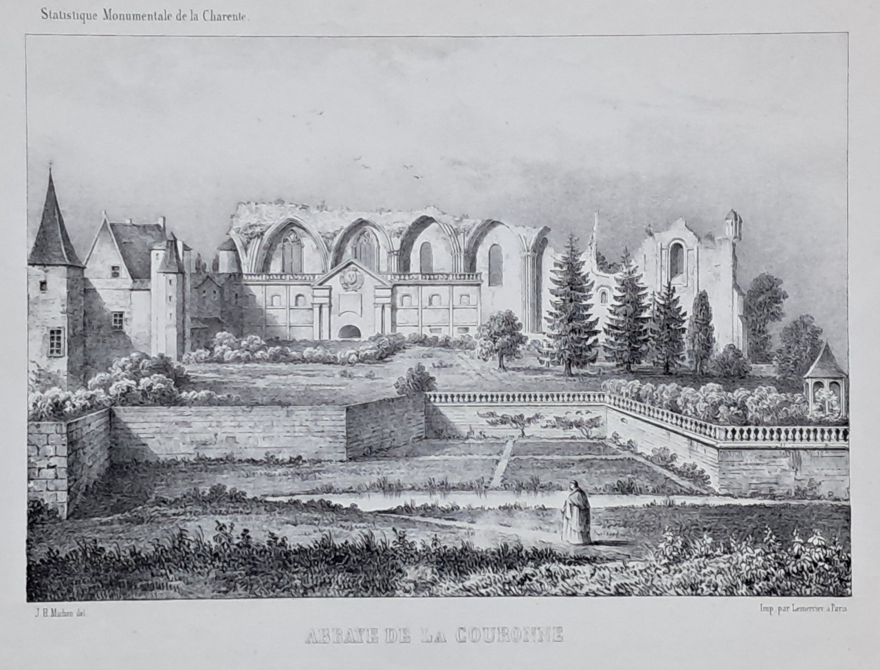 Lithograph - Abbaye de la Couronne
