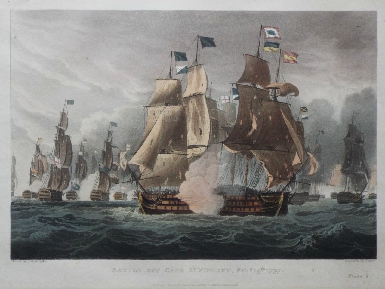 Aquatint - Battle of Cape St. Vincent, Feby. 14th. 1797. Plate I. - Sutherland