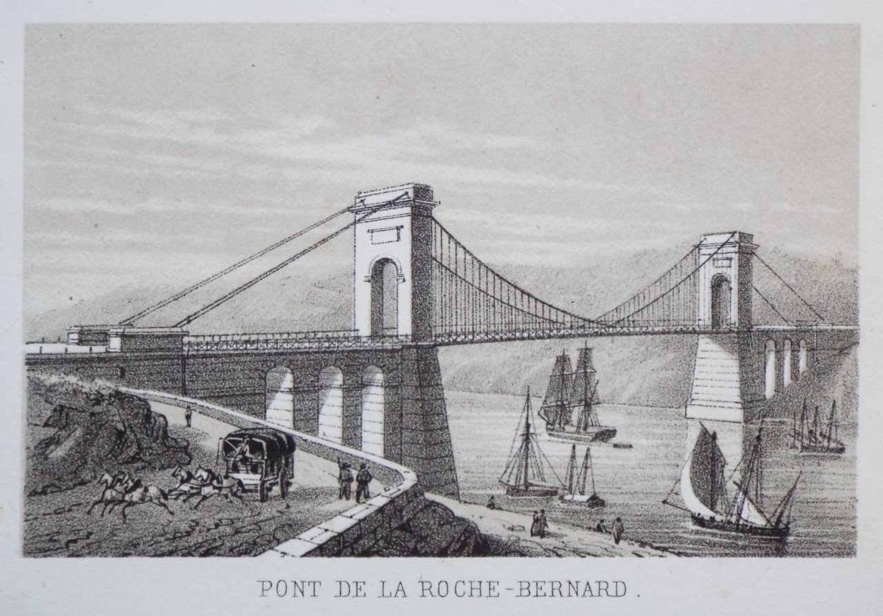Lithograph - Pont de la Roche-Bernard.
