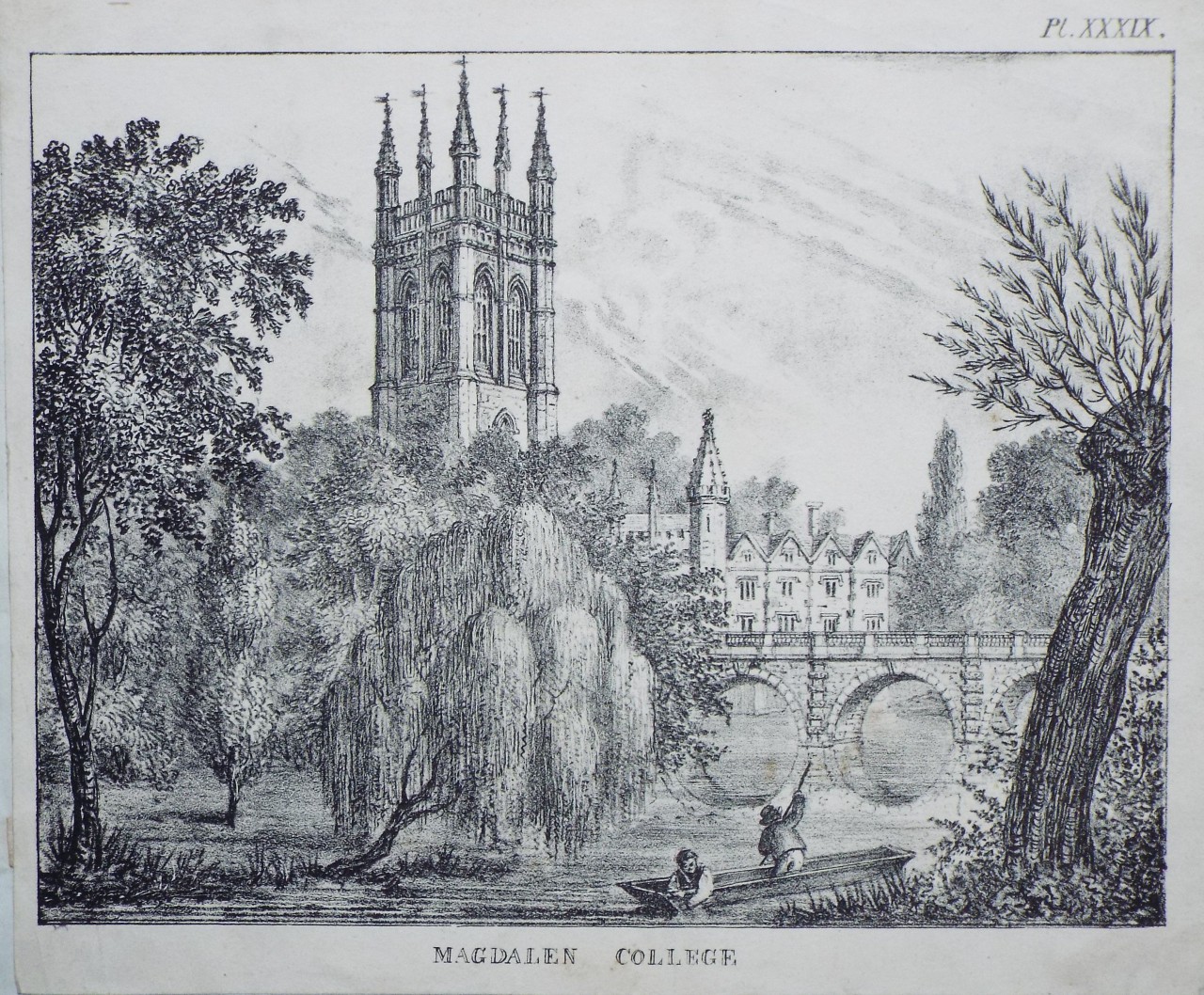Lithograph - Magdalen College - Whittock