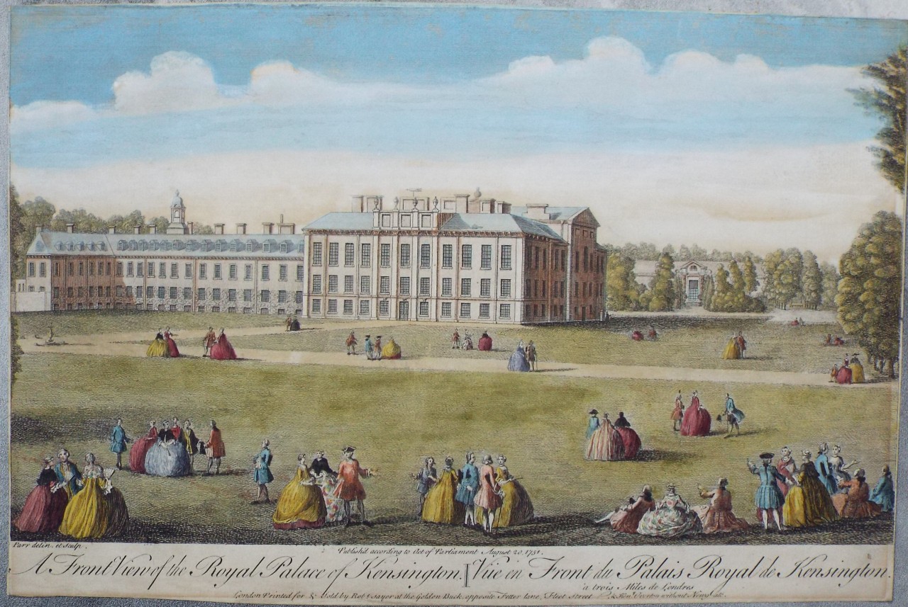 Print - A Front View of the Royal Palace of Kensington. | Vue en Front du Palais Royal de Kensington. - 
