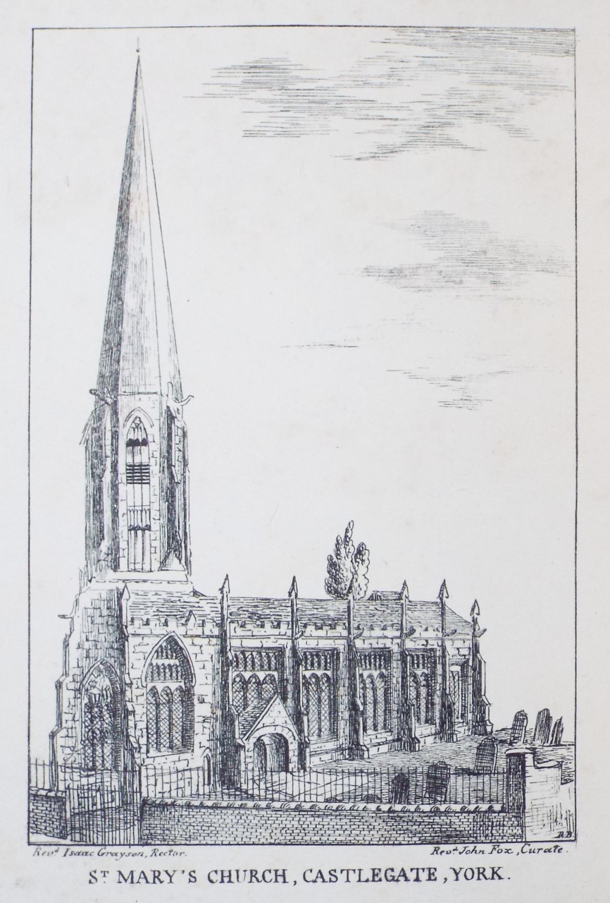 Lithograph - St. Mary's Church, Castlegate, York.