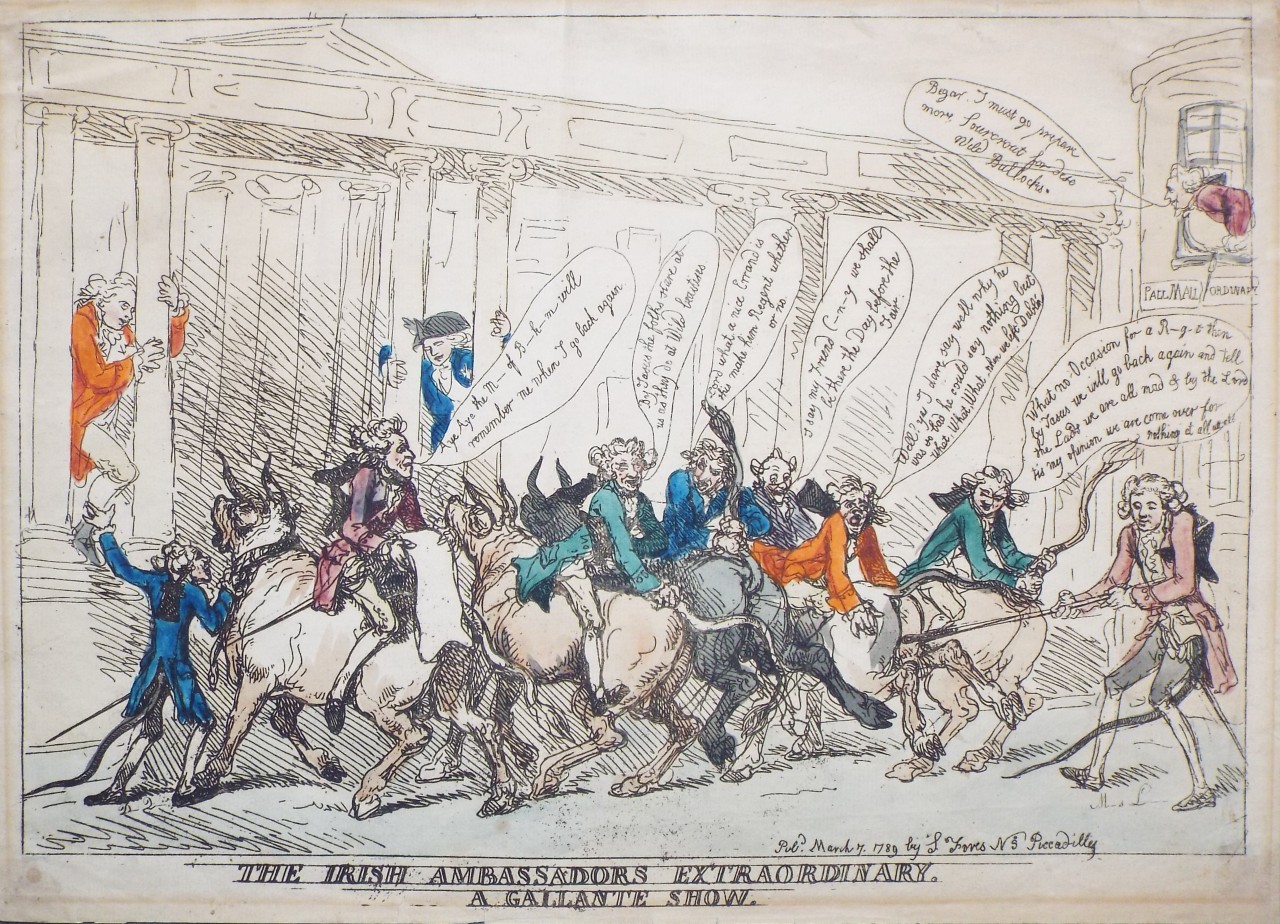 Etching - The Irish Ambassadors Extraordinary. A Gallant Show - Rowlandson