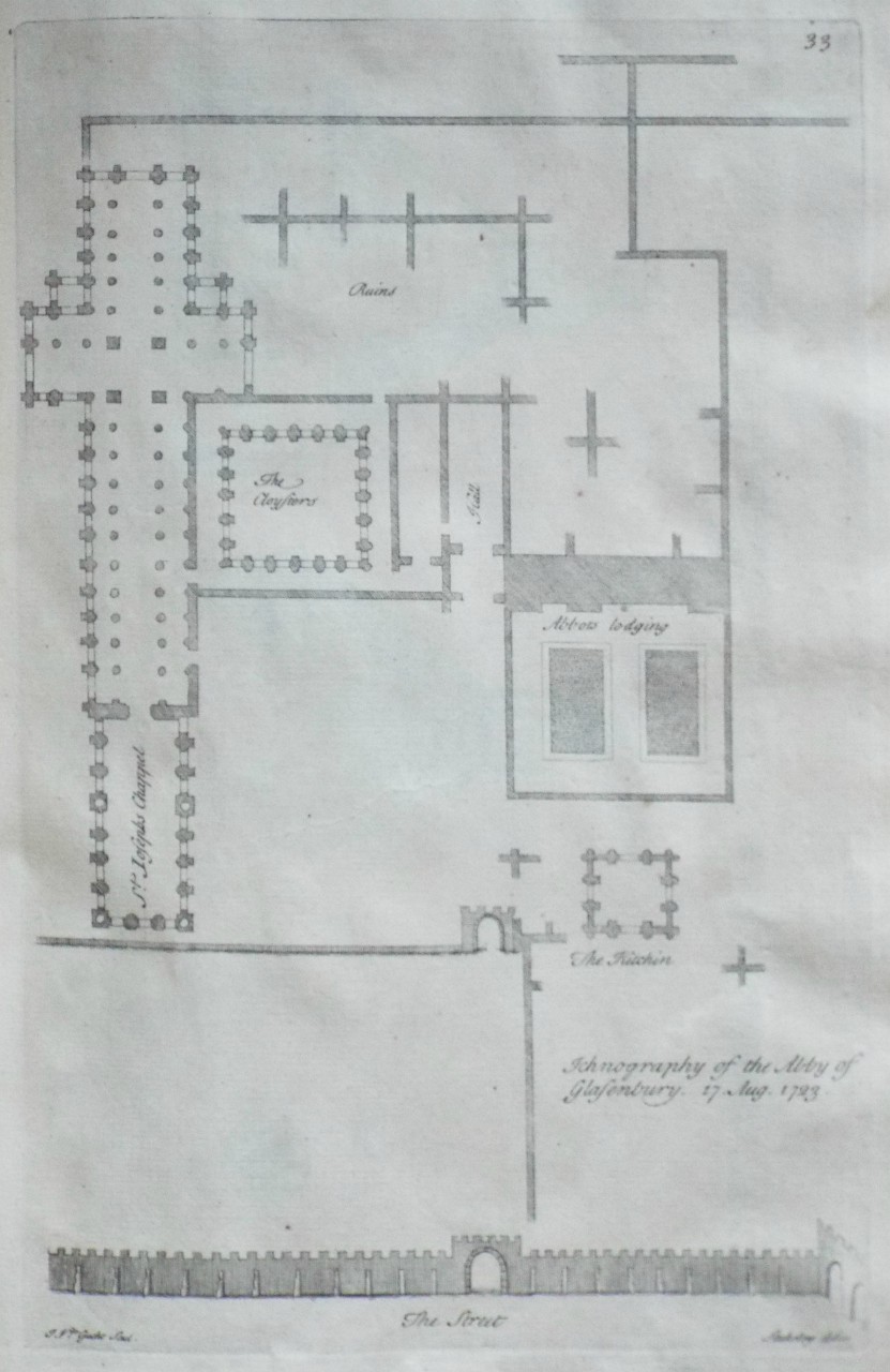 Print - Ichnography of the Abby of Glasenbury. 17. Aug. 1723. - Van