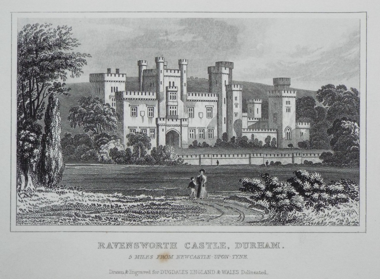 Print - Ravensworth Castle, Durham. 5 Miles from Newcastle upon Tyne.