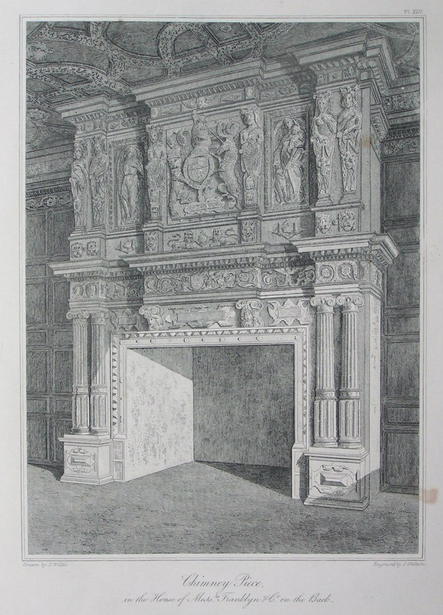 Etching - Chimney Piece in the House of Messrs. Franklyn & Co on the Back. - Skelton