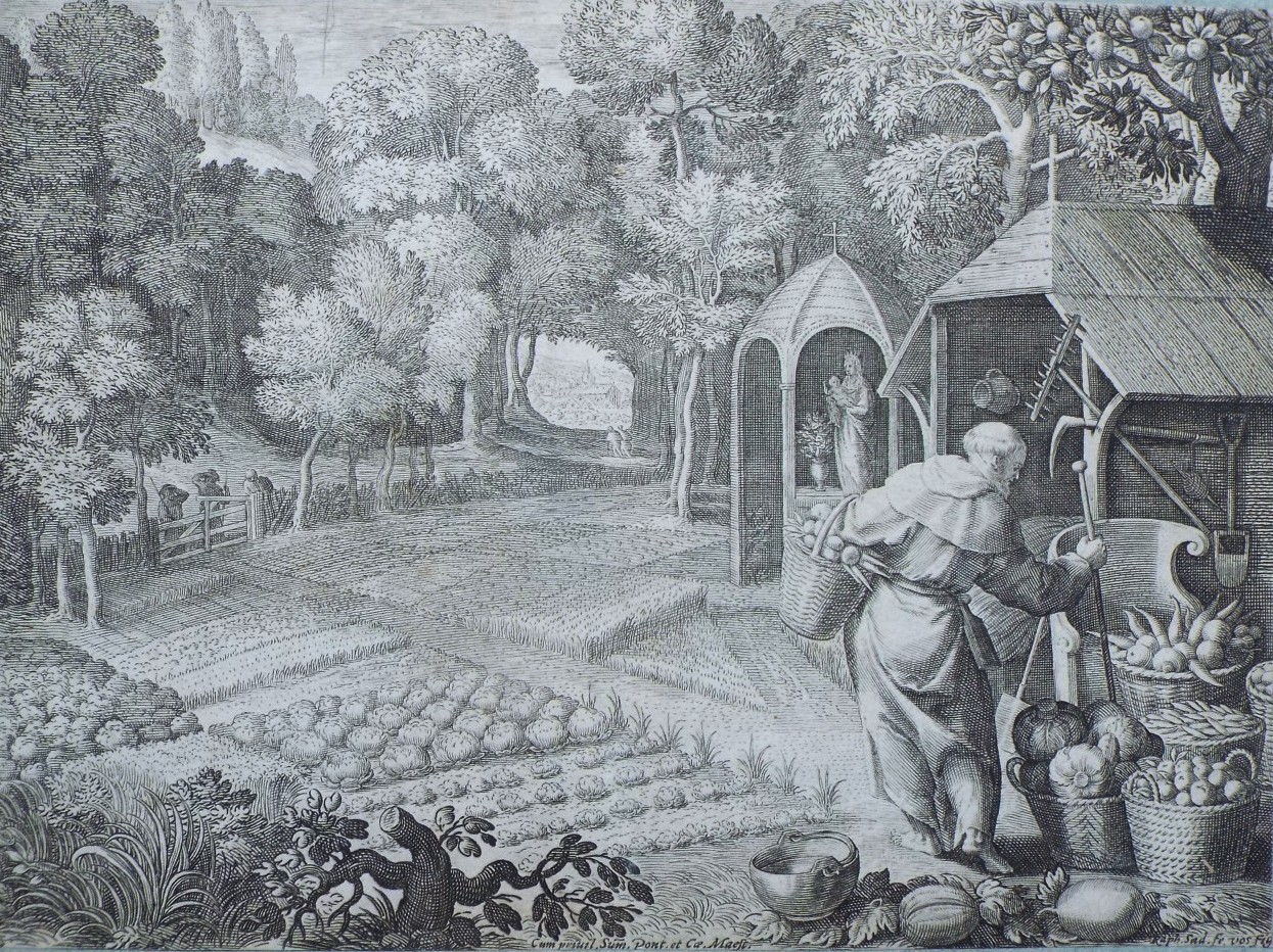 Print - Saint Fiacre in his Garden - Sadeler