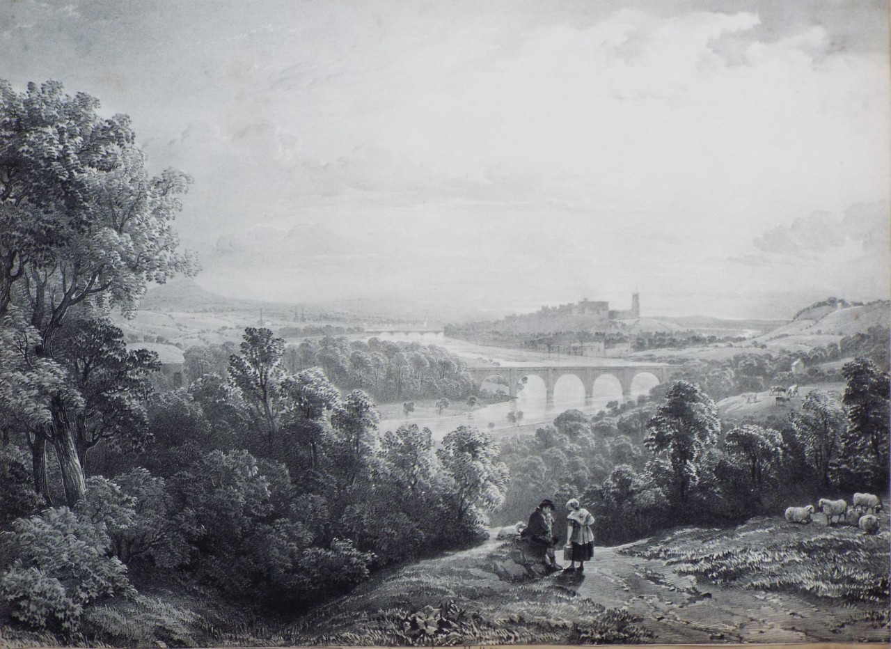 Lithograph - Lancaster from above Halton