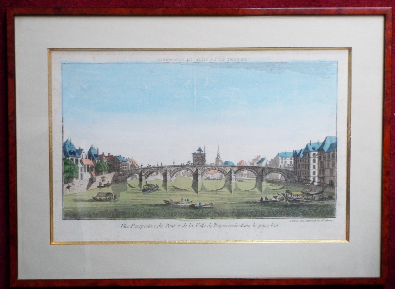 Print - Vue Perspective du Pont et de la Ville de Ruremonde dans le pays bas.