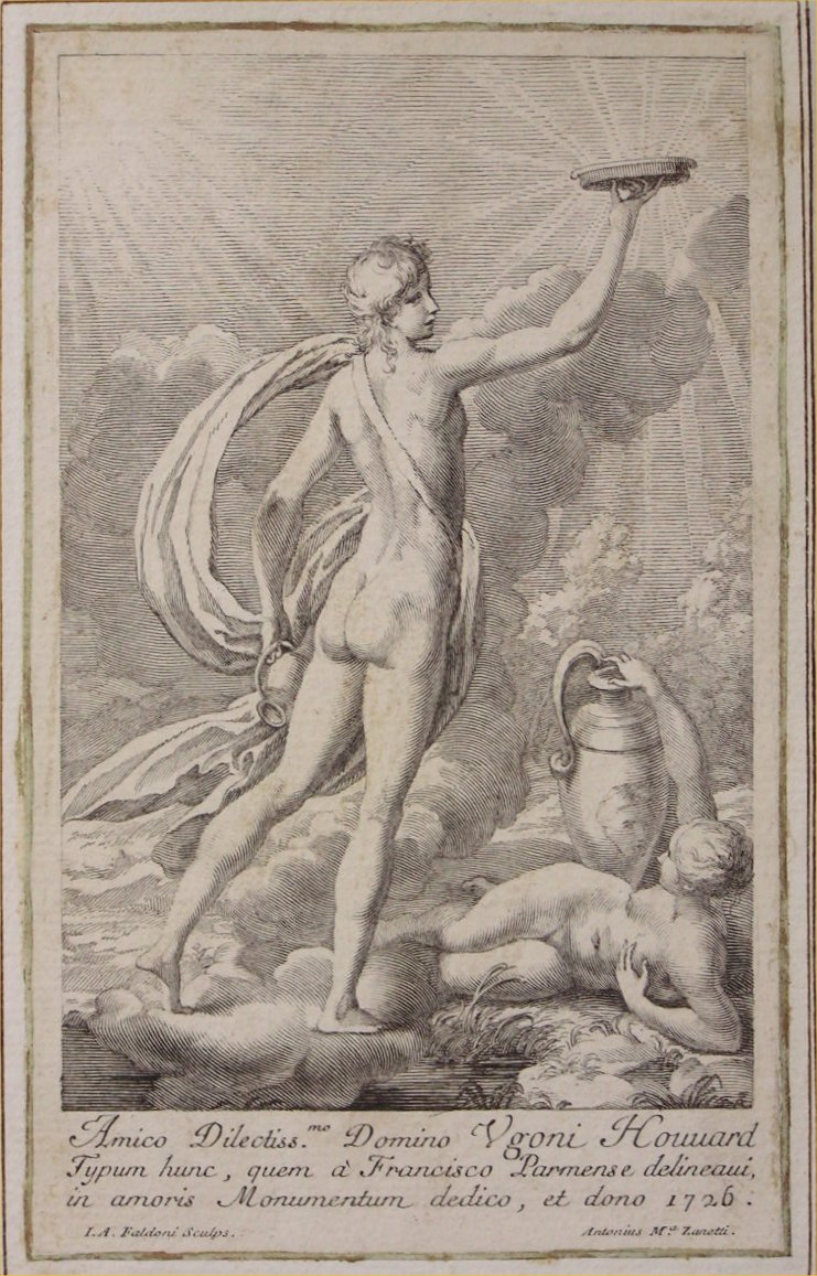 Print - Amico Delectissmo. Domino Ugoni Howard Typum hunc, quem a Francisco Parmense delineani, in amoris Monumentum dedico, et domo 1726. - Faldoni