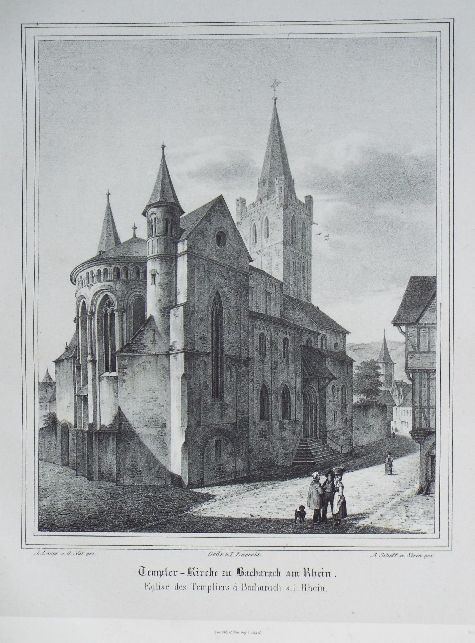 Lithograph - Templer-Kirche zu Bacharach am Rhein.
Eglise des Templiers a Bacharach s. l. Rhein - Schott