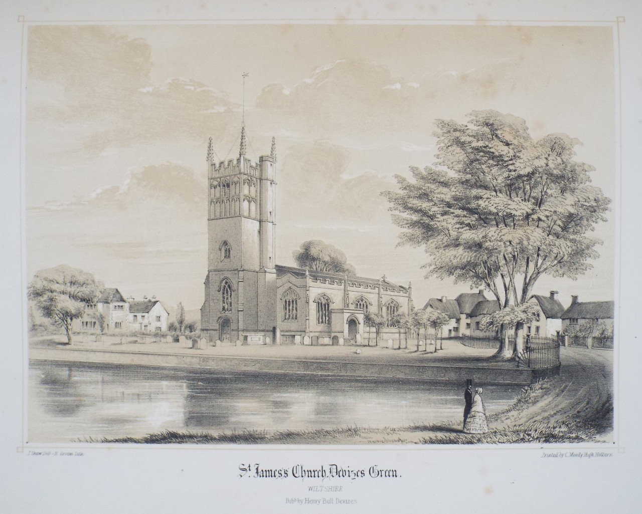 Lithograph - St. James's Church, Devizes Green. - Groom