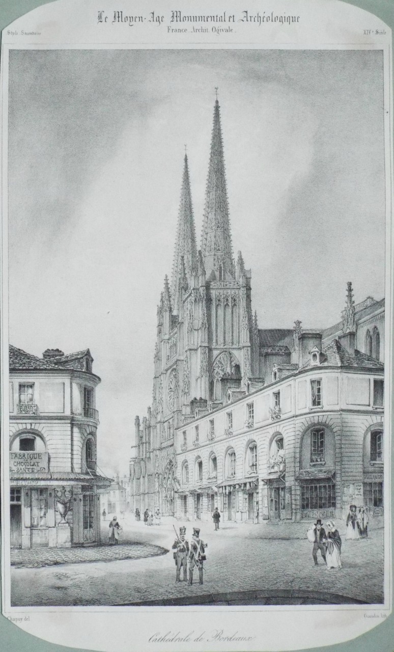 Lithograph - Cathedral de Bordeaux - 