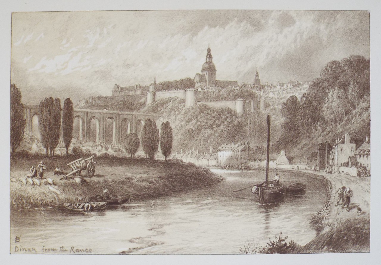 Lithograph - Dinan, from the Rance. - Foster