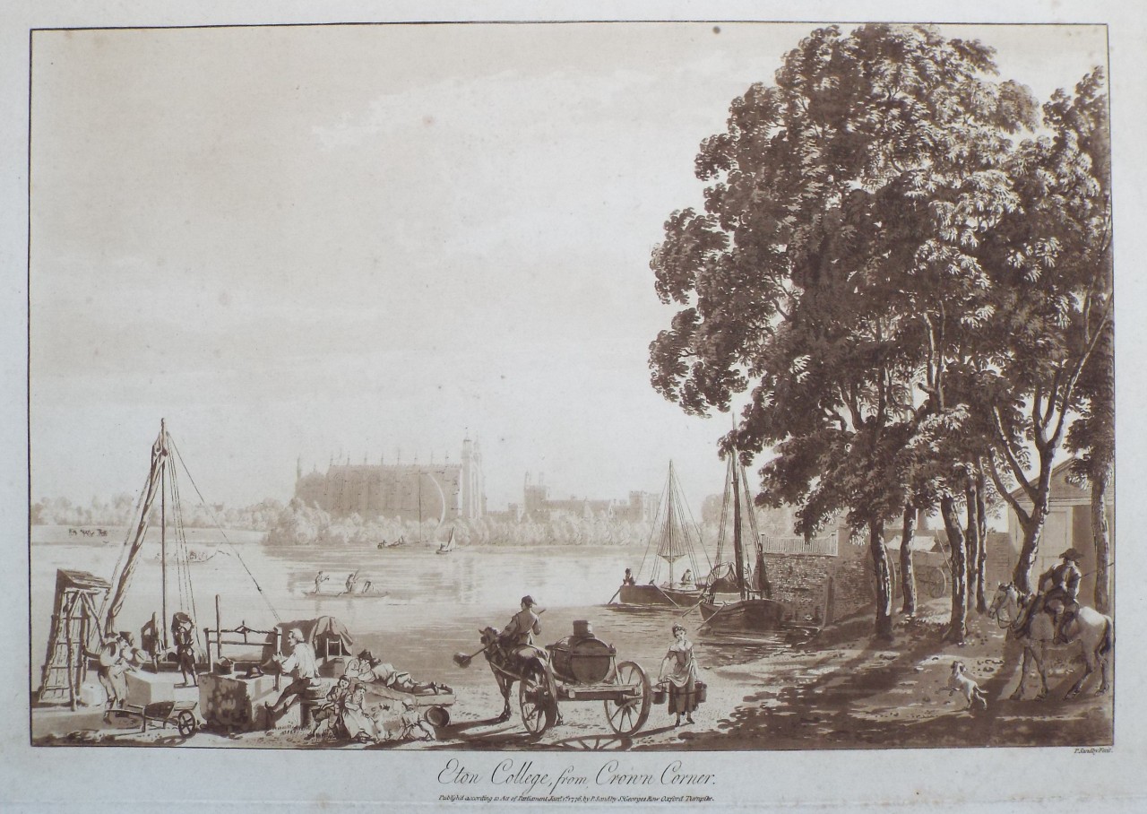 Aquatint - Eton College, from Crown Corner. - Sandby