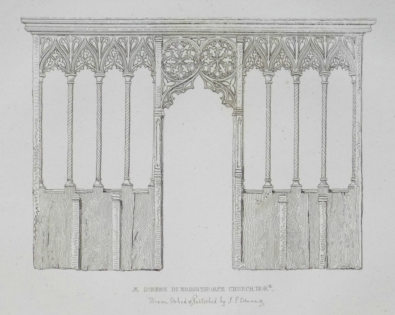 Etching - A Screen in Edingthorpe Church Nork. - Cotman