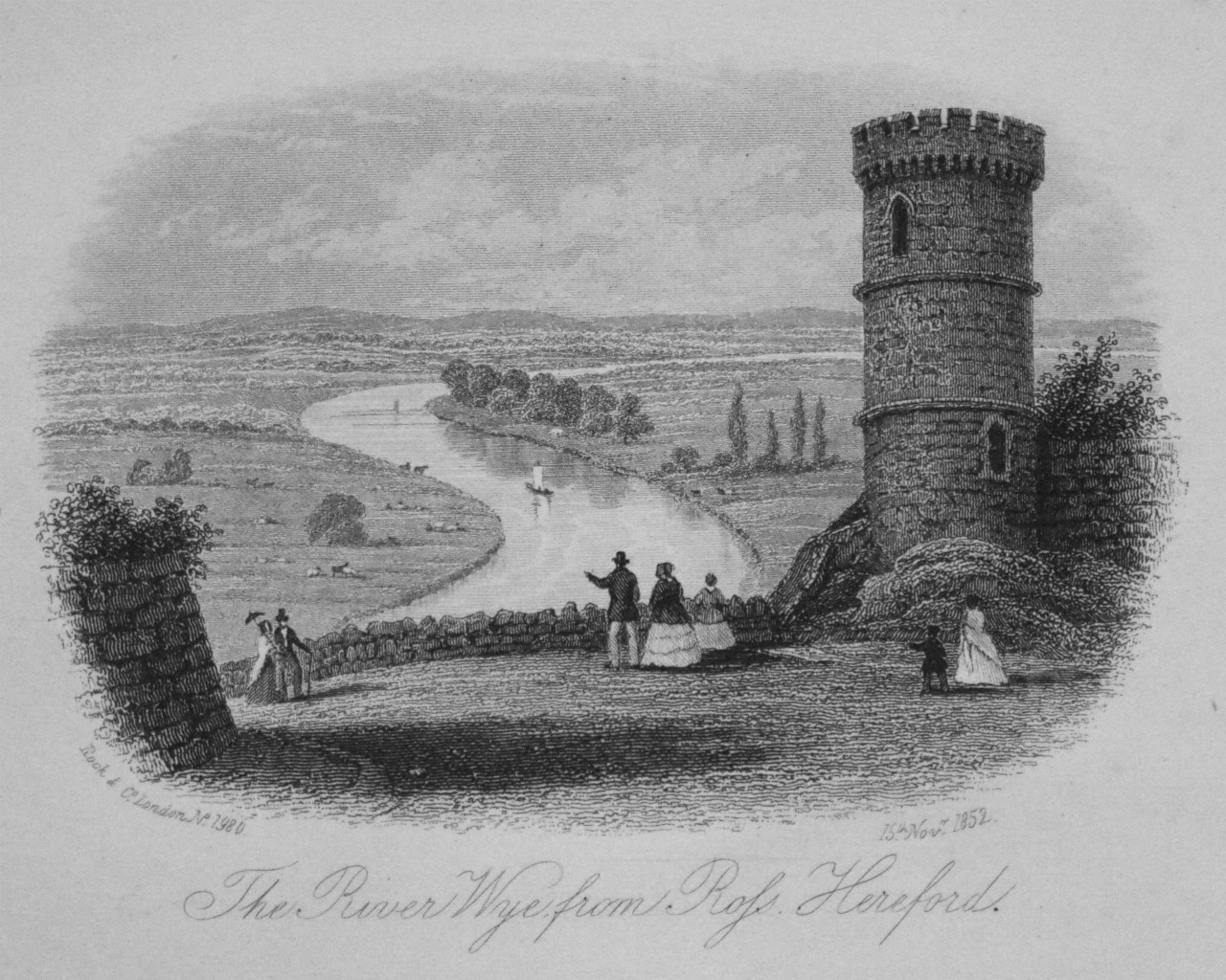 Steel Vignette - The River Wye, from Ross, Hereford. - Rock