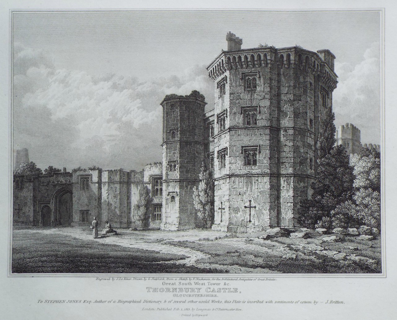 Print - Great S. W. Tower &c. Thornbury Castle, Gloucestershire. - Le