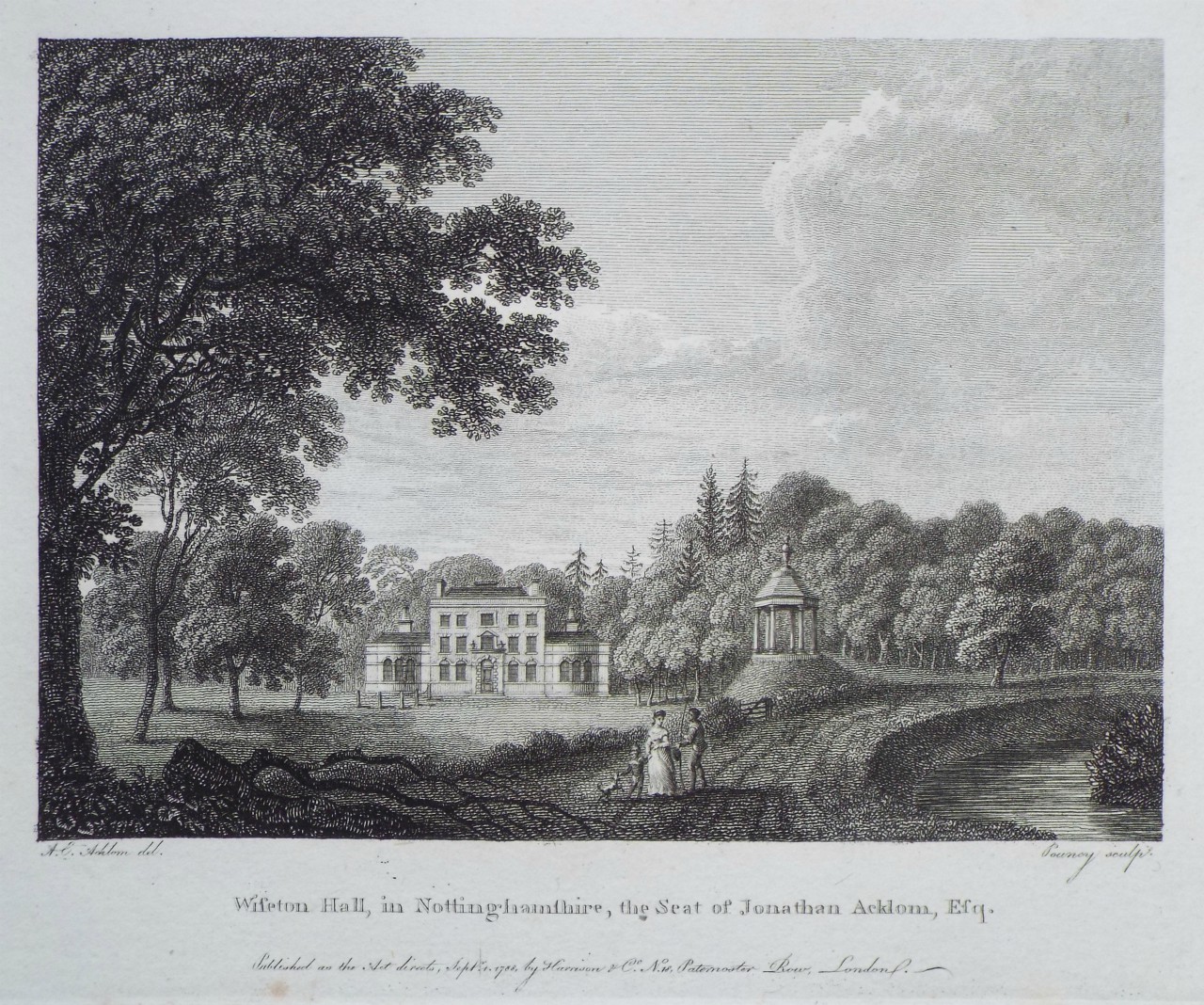 Print - Wiseton Hall, in Nottinghamshire, the Seat of Jonathan Acklom, Esq. - 