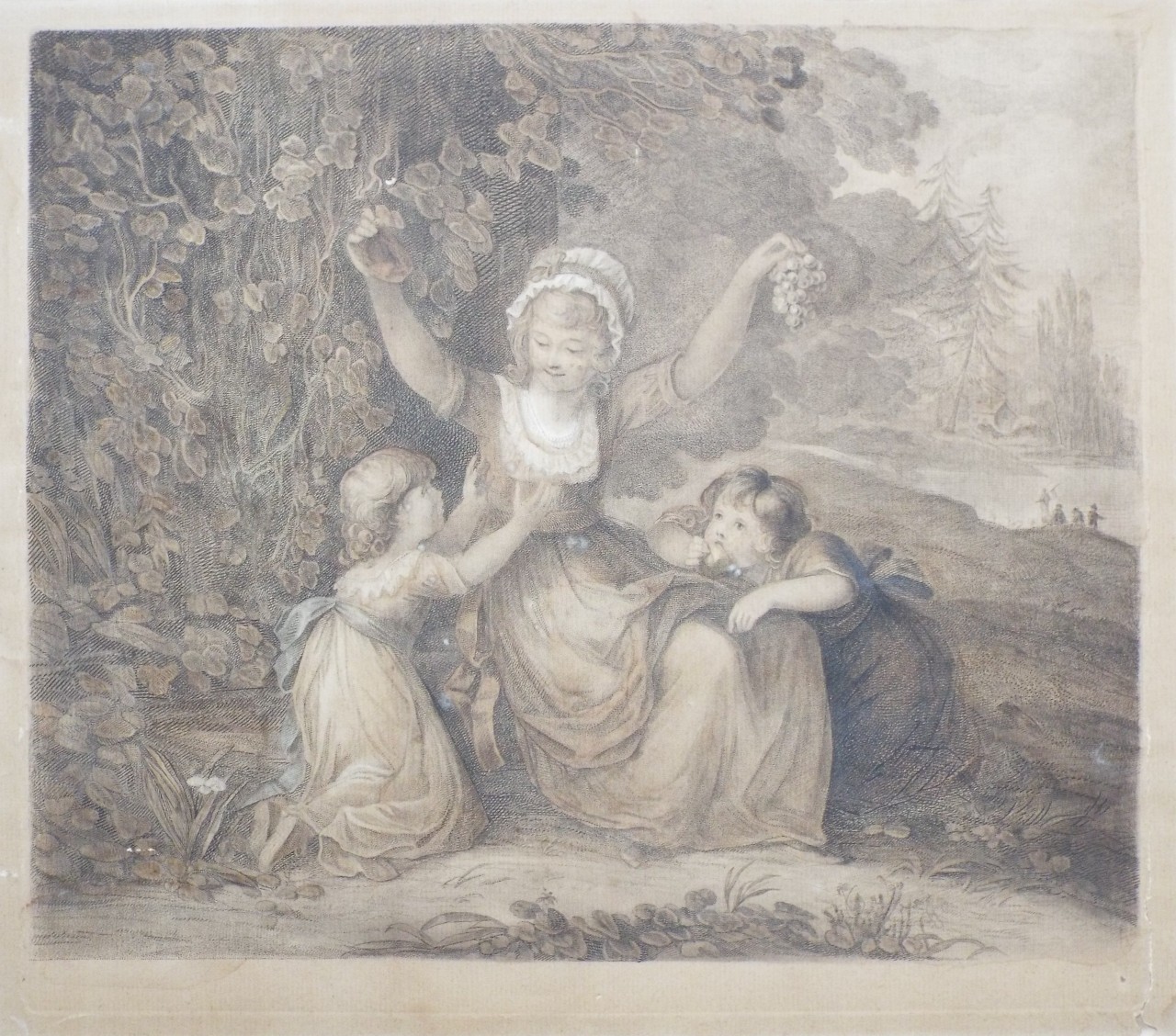 Stipple - Children with grapes
